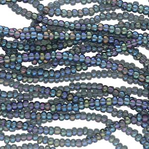 6/0 Preciosa Czech Seed Beads - Black Diamond Aurora Borealis (Color #41010) - 6 String Hanks, 70 Grams