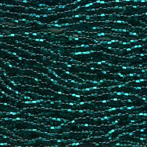 6/0 Czech Seed Beads - Emerald Silver Lined (Color #57710) - 6 String Hanks, 70 Grams/900 Beads