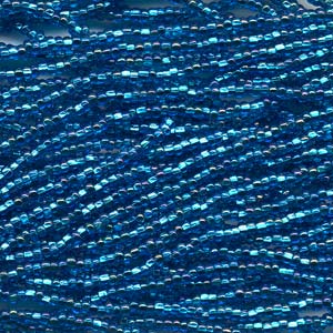 6/0 Czech Seed Beads - Dark Aqua Silver Lined Aurora Borealis (Color #67159) - 6 String Hanks, 68 Grams