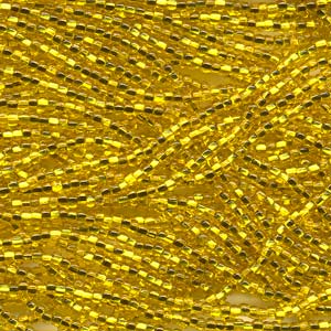 6/0 Preciosa Czech Seed Beads - Golden Yellow Silver Lines 6 String Hanks  68 Grams/900 Beads on sale with free shipping at Little Knits