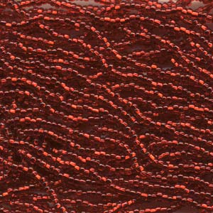 6/0 Czech Seed Beads - Light Ruby Silver Lined (Color #97070) - 6 String Hanks, 74 Grams/950 Beads