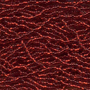 6/0 Czech Seed Beads - Ruby Color Lined (Color #99090) - 6 String Hanks, 78 Grams/1000 Beads