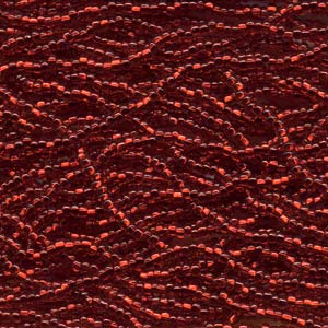 6/0 Czech Seed Beads - Ruby Color Lined (Color #99090) - 6 String Hanks, 78 Grams