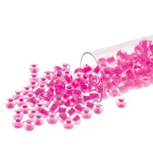 6/0 Czech Seed Beads  - Neon Pink Lined Crystal (Color #08777) 20 Gram Tube