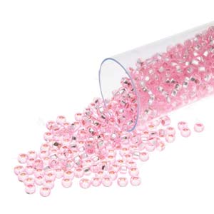 6/0 Czech Seed Beads  - Silver Lined Pink Dyed (Color #18273) 20 Gram Tube