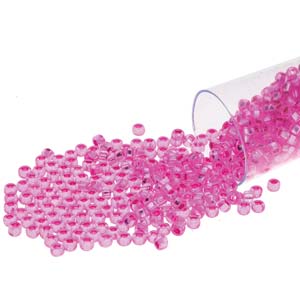 6/0 Czech Seed Beads  - Silver Lined Fuchsia Dyed (Color #18277) 20 Gram Tube