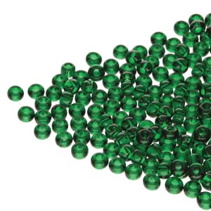 6/0 Czech Seed Beads - Dark Green Transparent (Color #50150) - 6 String Hanks, 62 Grams