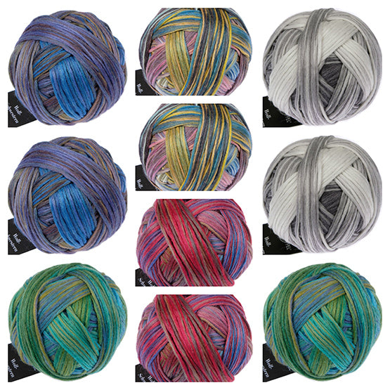 Woll-Schwestern (Wool-Sisters) By Schoppel - 10 Skein Mystery Bag - 2/2/2/2/2 Color Split