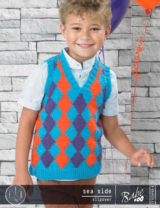 A Euro Baby Babe 100 Pattern - Sea Side Slipover - Free with Purchases of 4 Skeins of Babe 100 (PDF)