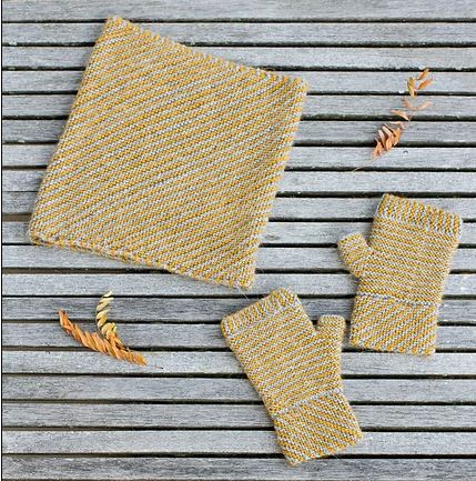 A Juniper Moon Farm Stargazer Pattern - Slanty Bias-Knit Cowl and Mitts (PDF)