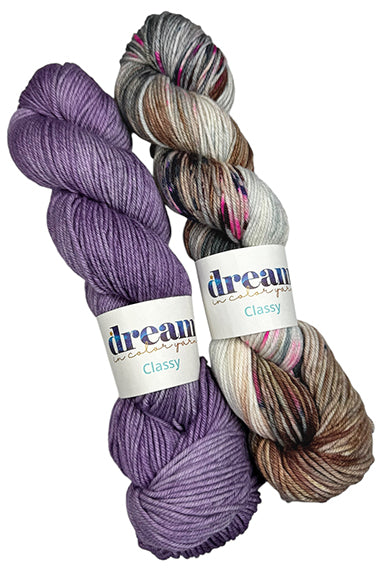 Dream in Color Classy One of a Kind Colors - Snow on Lavender (2 SKEINS)