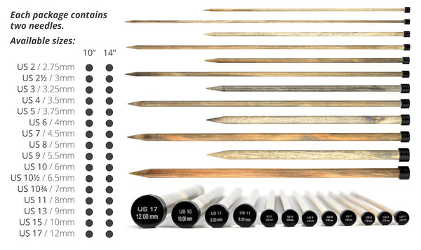 Lykke Driftwood 10 Inch Straight Knittng Needles - US 17 (12mm