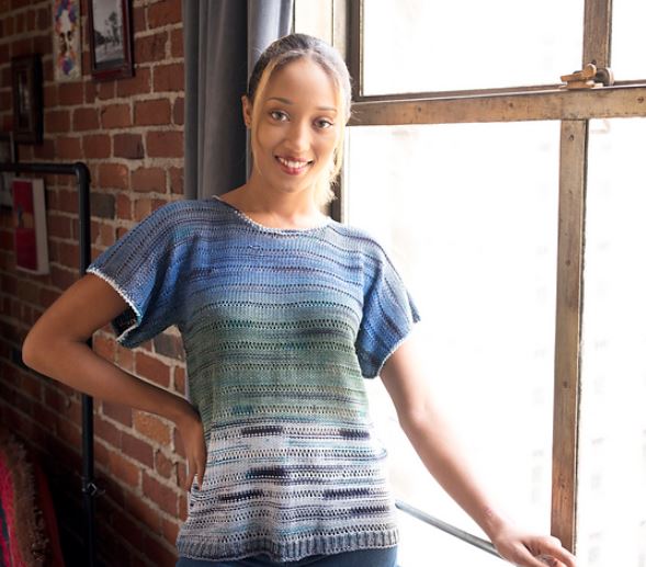 A Trendsetter Yarns Streaker Pattern - Ridged Drop Stitch T-Shirt #6200C (PDF)