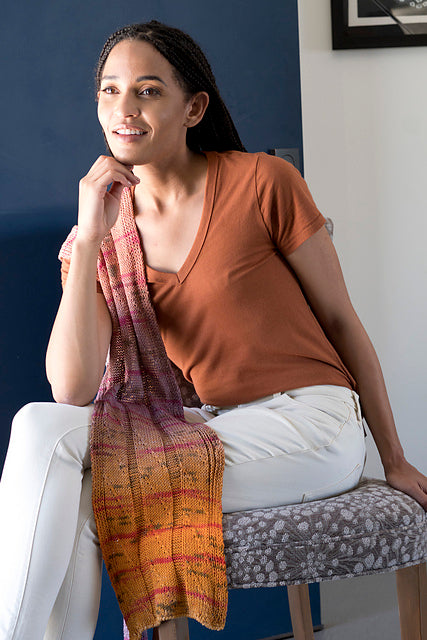 Trendsetter Yarns Streaker Pattern - Diagonal Slip St. Ribbed Scarf #6301M (PDF)