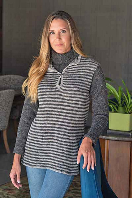 A Trendsetter Wish Pattern - Striped Swing Turtleneck Inset  Pullover (#5900V) (PDF)