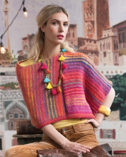Kureyon Striped Poncho A Noro Kureyon - Striped Poncho knitting pattern on sale at Little Knits