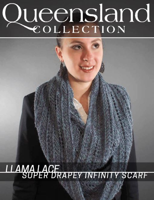 A Queensland Llama Lace Pattern - Super Drapey Infinity Scarf (PDF)