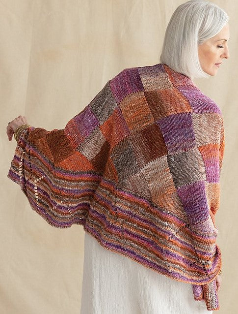 A Noro Enka Pattern - Tangerine Eyelet Wrap knitting pattern on sale at Little Knits
