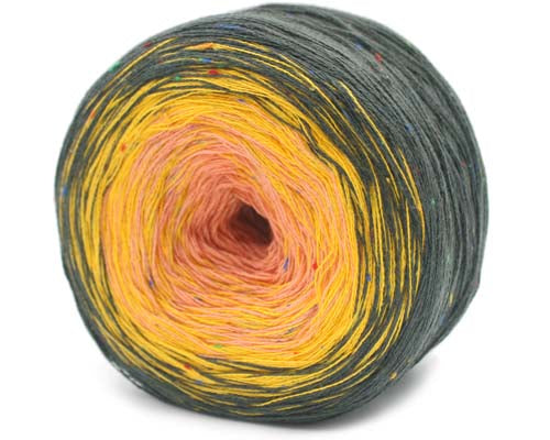 Trendsetter Yarns Transitions Tweed - Charcoal/Sunflower/Peach (Color #66) - BIG 150 GRAM CAKES