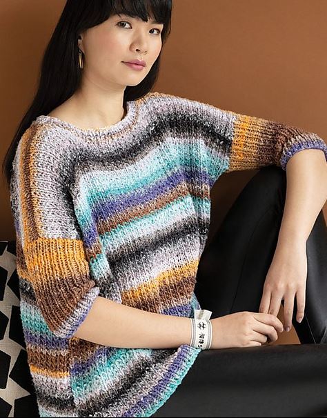 Noro Taiyo Pattern - Turquoise & Tangerine Tee (PDF)