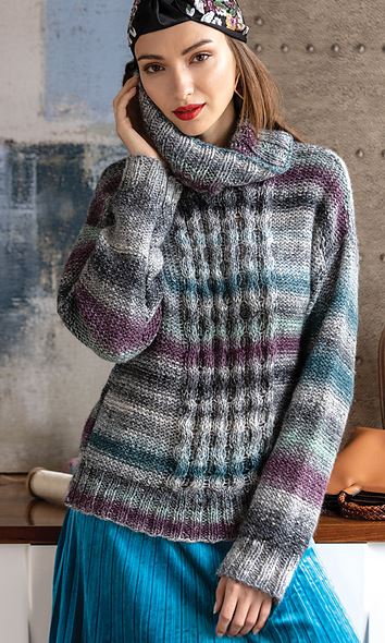 A Noro Silk Garden Pattern Turtleneck Pullover knitting pattern on sale at Little Knits