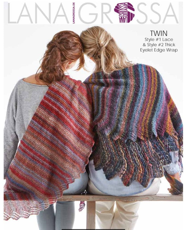 A Lana Grossa Twin Pattern - Shawl #1 - Shawl Shown on the Left (PDF) - FREE WITH LANA GROSSA PURCHASES