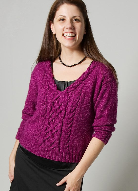 A FREE HiKoo Pattern - Urban Silk Cabled V Sweater