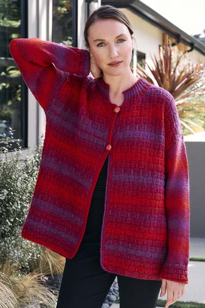 A Lana Grossa Cool Merino Degrade Pattern - Vertical Slipped Edge Cardigan / Wrap / Triangle (PDF)