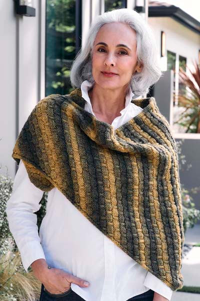 A Lana Grossa Cool Merino Degrade Pattern - Vertical Slipped Edge Cardigan / Wrap / Triangle (PDF)