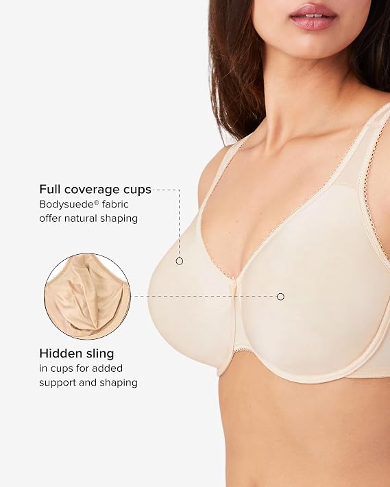 Wacoal Basic Beauty Full Figure Seamless Underwire Bra, 40DDD, Grey