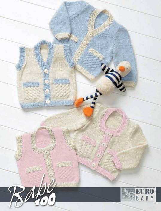 A Euro Baby Pattern - Waistcoats & Cardigans - Free with Purchases of 4 Skeins of Babe 100 (PDF)