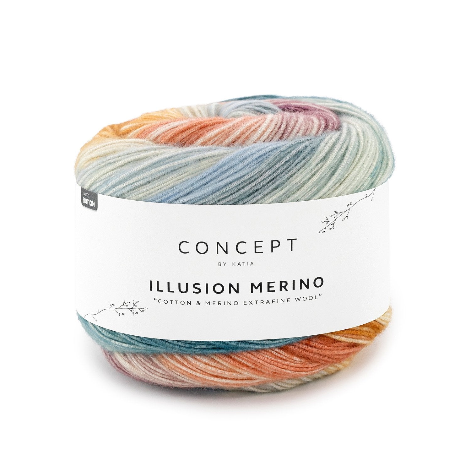 Katia Concept Illusion Merino - Blue-Rust-Maroon (Color #302) Knitting and Crochet Yarn on sale at Little Knits