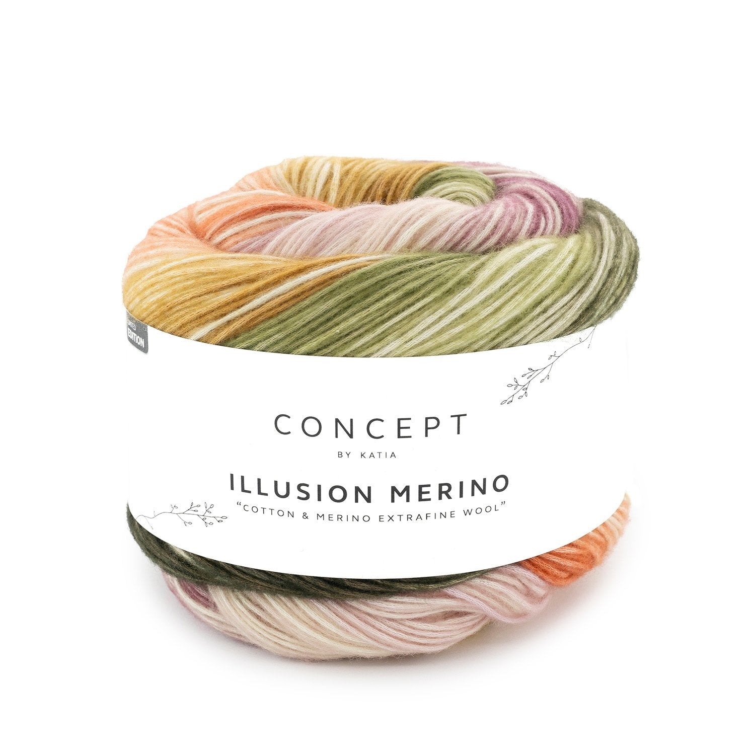 Katia Concept Illusion Merino - Green-Ochre-Rose (Color #300) Knitting and Crochet Yarn on sale at Little Knits