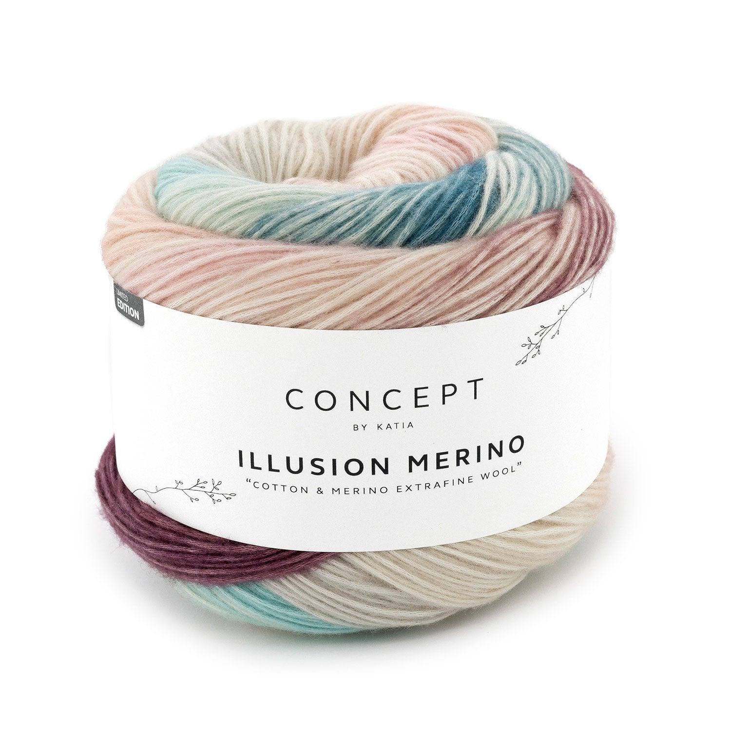 Katia Concept Illusion Merino - Rose-Turquoise (Color #303) Knitting and Crochet Yarn on sale at Little Knits