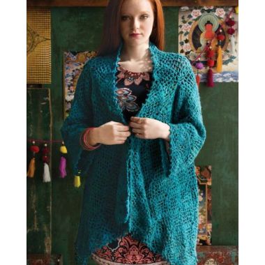 A Noro Silk Garden Lite Crochet Pattern - Shell-n-Mesh Squares Cardigan (PDF)