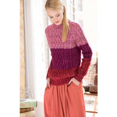 A Noro Kashirukuru or Silk Garden Solo Pattern - Colorblock Fisherman's Sweater (PDF)