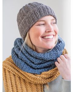 A Berroco Remix Chunky Pattern - Claral Scarf, Cowl, and Hat Set (PDF)