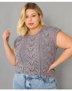 A Circulo Duna Pattern - Steel Gray Knitted Top (PDF) - FREE PATTERN LINK IN DESCRIPTION